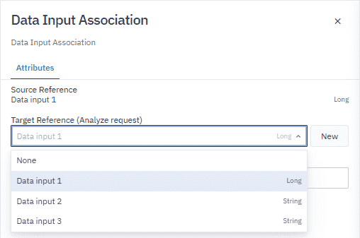 setting the Target Reference of a Data Input Association