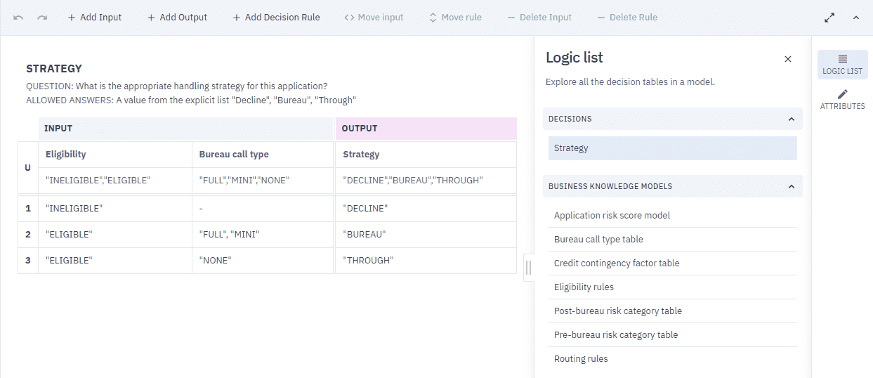 navigating the Logic list