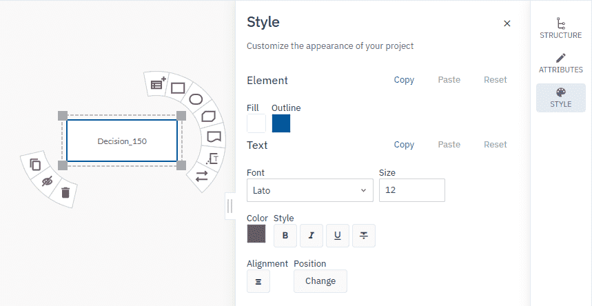 customizing the style of a component from the panel menu