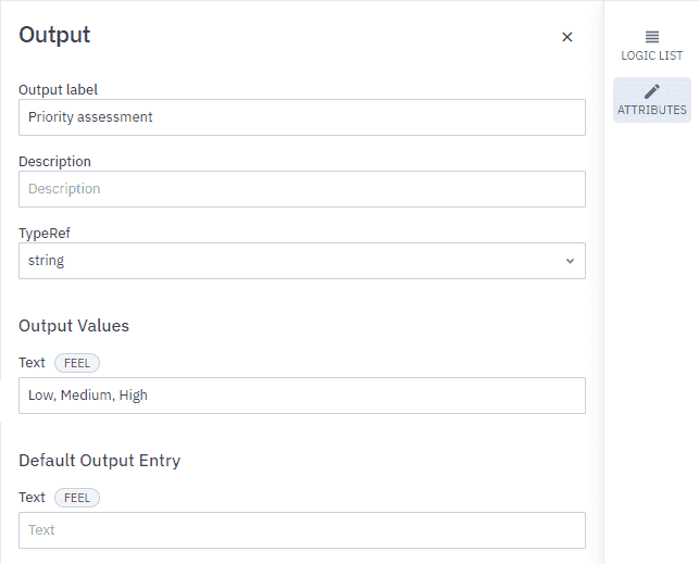 defining decision table outputs