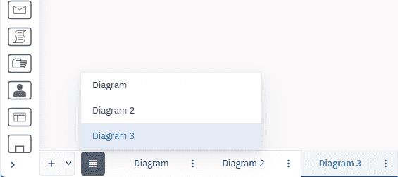 diagram tab menu for navigatin BPMN and DMN diagrams